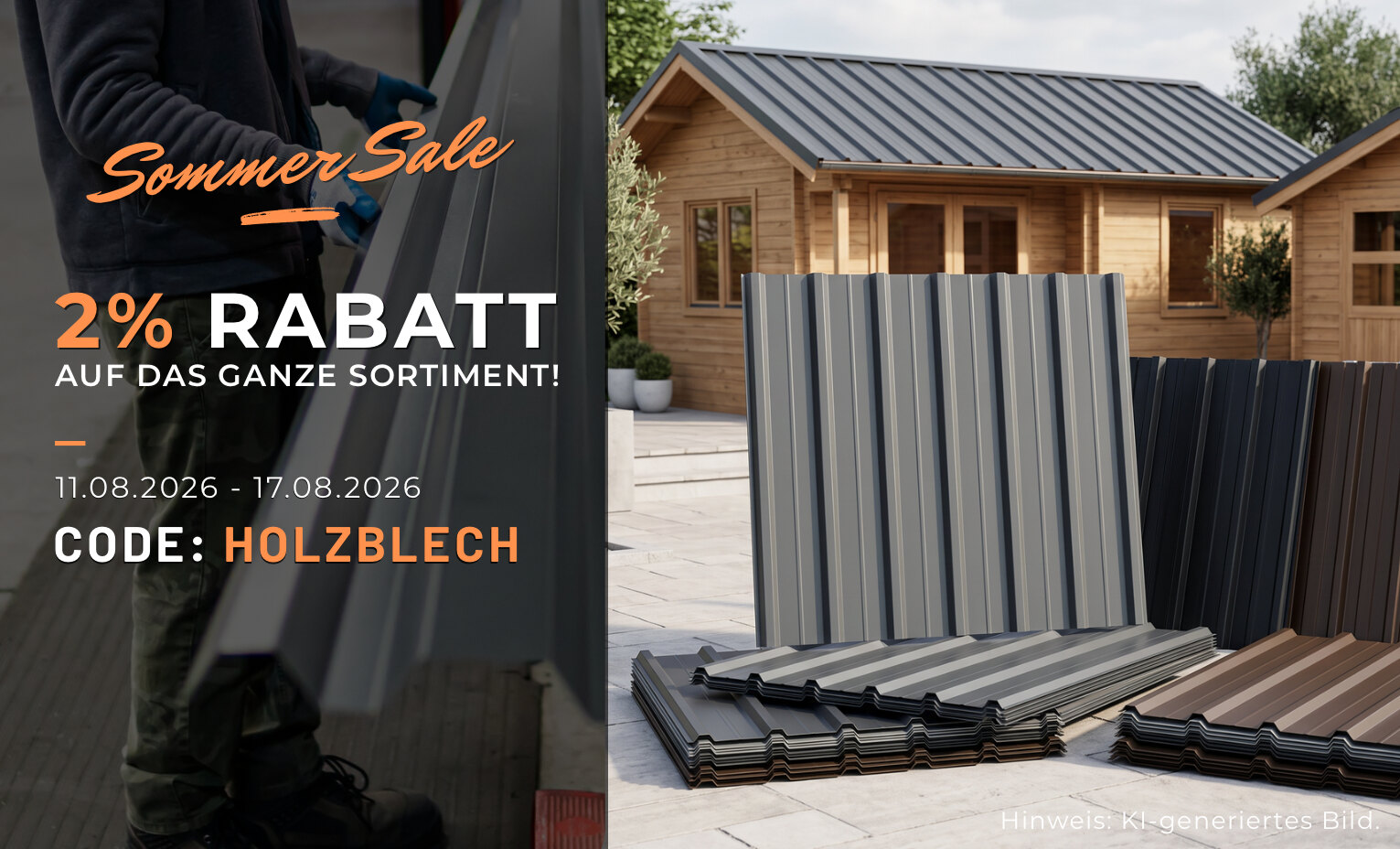 Sommersale bei Holz-Blech: mit Code HOLZBLECH 2 % Rabatt auf das ganze Sortiment sichern - gültig vom 11.08.2026 bis 17.08.2026
